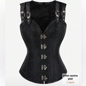 NEW Black Corset with Silver Buckles